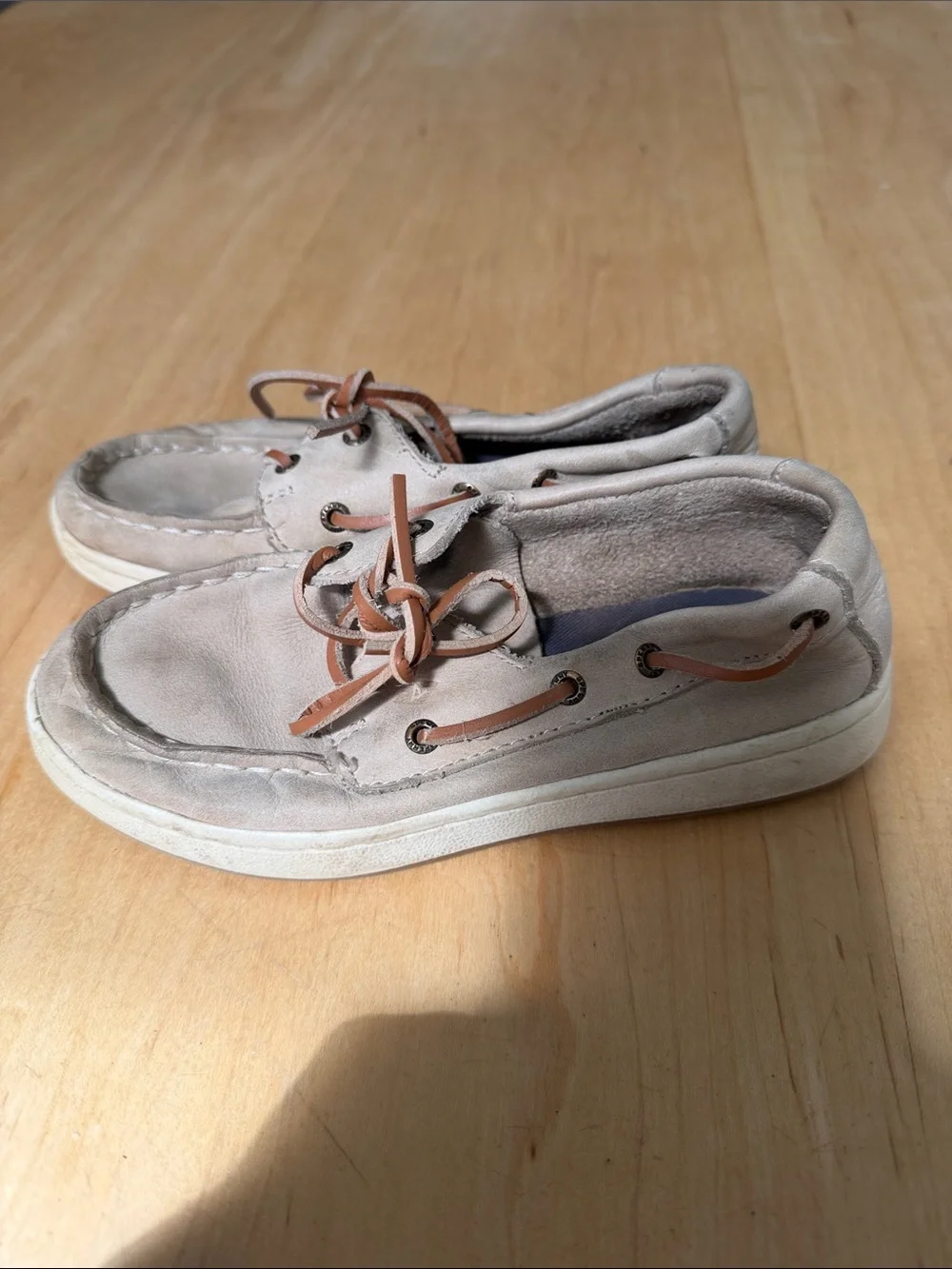 Sperry Kids Tan Boat Shoes with Brown Laces